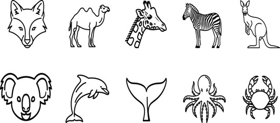 Collection of various wild animals and marine creatures © Nahim