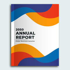 Dynamic Business Annual Report Cover with Abstract Wavy Shapes