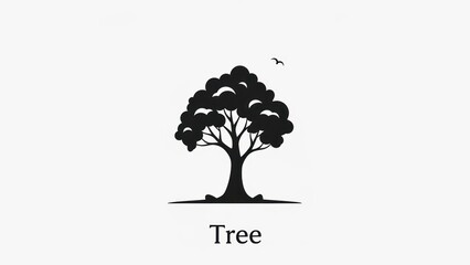 Silhouette of a tree against a white background minimalist concept
