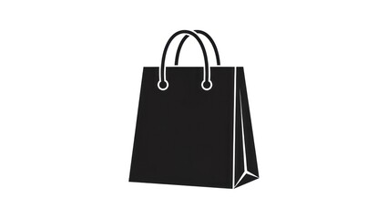 Black shopping bag silhouette isolated on white background for commercial use