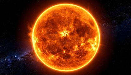 Large, fiery orb with intense heat and light in space