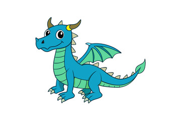 Fototapeta premium Dragon vector art white background illustration