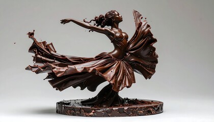 Chocolate Ballerina Sculpture, Dynamic Pose, Exquisite Detail