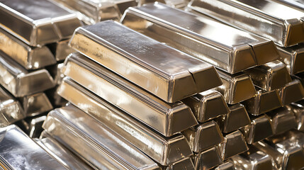 A shimmering stack of precious metals, gleaming with wealth and security. Reflecting light, a symbol of lasting value & investment in financial prosperity. #Wealth