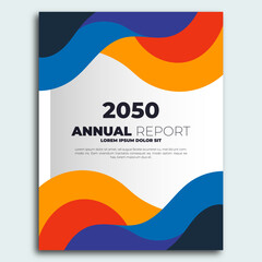 Dynamic Business Annual Report Cover with Abstract Wavy Shapes