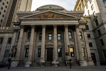 Neoclassical Bank of Montreal building with columns