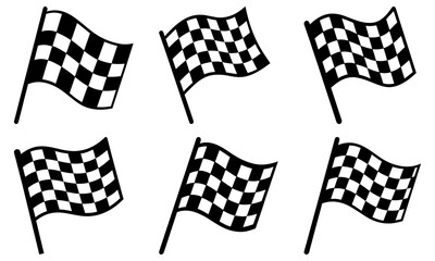 Five Black and White Checkered Flags on White Background racing flag five flags