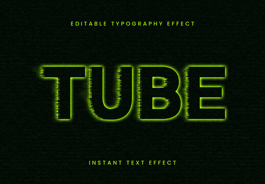 Green And Black CRT Screen Text Effect Glitch Neon Digital Font