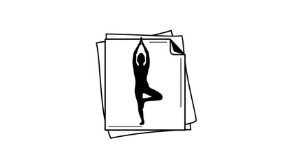 Yoga pose silhouette on paper fitness and wellness concept illustration