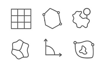Synthetic Digital Territory Map. Line vector icons of synthetic digital territory: grid layout, polygon frame, land node, region