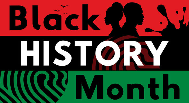 Black History Month Poster with African American Silhouettes and Pan African Colors