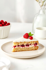 Cream tart with raspberry