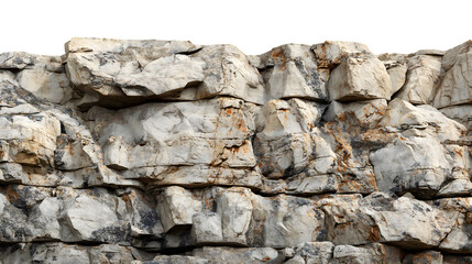 Rugged facade of layered white and beige stone featuring deep crevices and rough textured surfaces creating a dramatic natural wall display