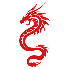 Ancient Chinese Dragon Silhouette Design Element