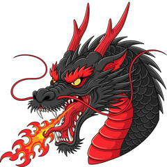 Powerful Asian Dragon Spewing Fire Graphic
