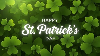 Happy st patricks day shamrock green background irish holiday greeting