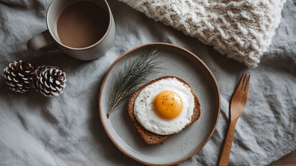 Minimal breakfast composition with winter mood