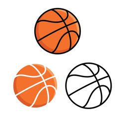 Obraz premium Modern Basketball Icon Set in Flat and Outline Style