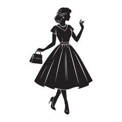 Elegant Vintage Woman Silhouette in Classic Dress