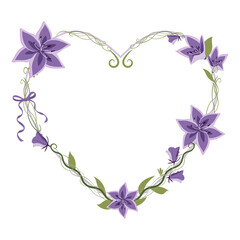 Valentine heart wreath, flower frame, png format