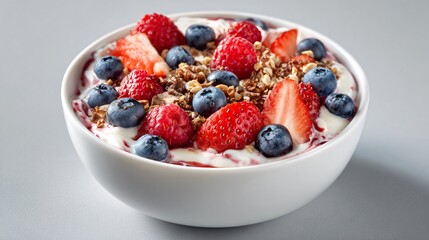 Yogurt bowl isolated on neutral background
