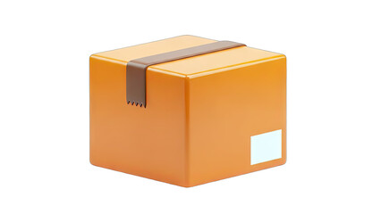 Obraz premium Orange Delivery Box with Strap on White Background