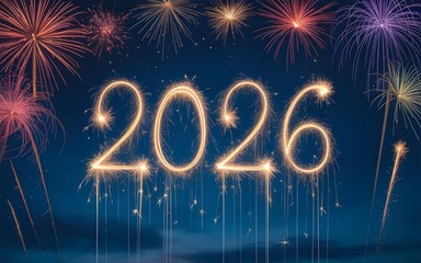 happy new year 2026 with colorful fireworks 