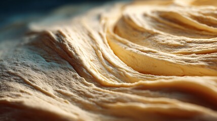 Close-up of dough texture stretching slowly