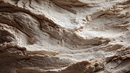 Dough surface photographed as landscape-like texture
