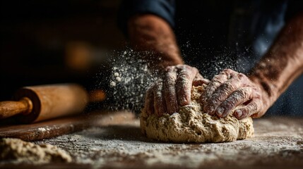Hands shaping dough off-frame, only movement implied
