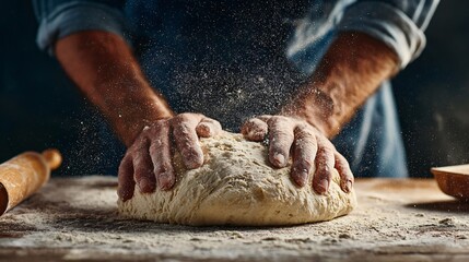 Hands shaping dough off-frame, only movement implied