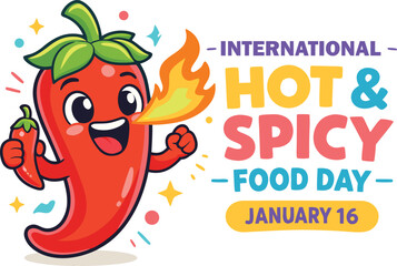 Colorful illustration depicting a vibrant celebration of spicy food and flavors