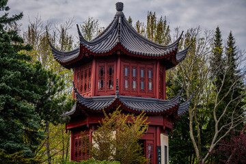 Fototapeta premium Traditional Chinese pavilion surrounded by trees