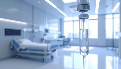 Intravenous Drip in Hospital Room with Bed and Medical Equipment