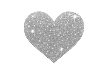 Fototapeta premium Silver glitter heart sparkling on transparent background
