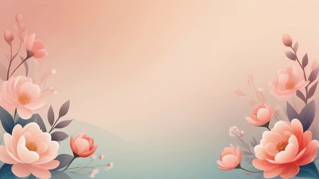 Animated floral background with pastel flowers and elegant leaves blooming, perfect for weddings, spring events, or serene designs.
