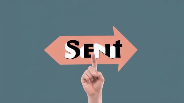 Finger Pointing at Arrow with Word Sent and Textured Background image photo