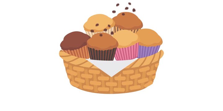 Cupcake Animation, Sweet Dessert Icon Motion, Bakery Vector Animation, Food Illustration Animation