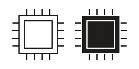 Chip icons. silhouette icon vector flat illustration on white background. line art icons