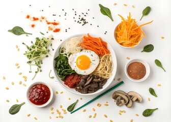 Delicious Korean Bibimbap Bowl with Fresh Ingredients