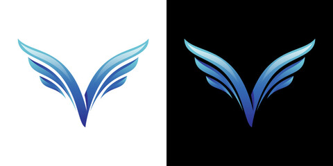 letter V silhouette shaped like flying bird wings