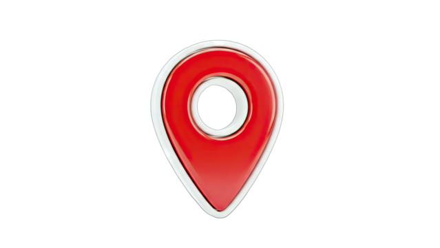 Red Location Pin Icon on White Background - Powered by Adobe