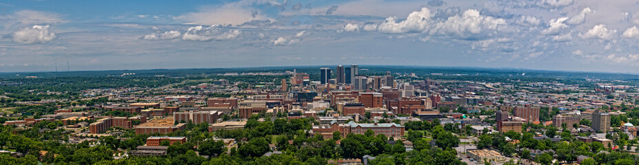 Birmingham Alabama cityscape day time with clouds blue sky