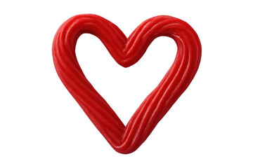 Red licorice candy forming heart shape