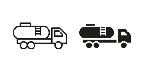 Fuel truck icons. silhouette icon vector flat illustration on white background. line art icons