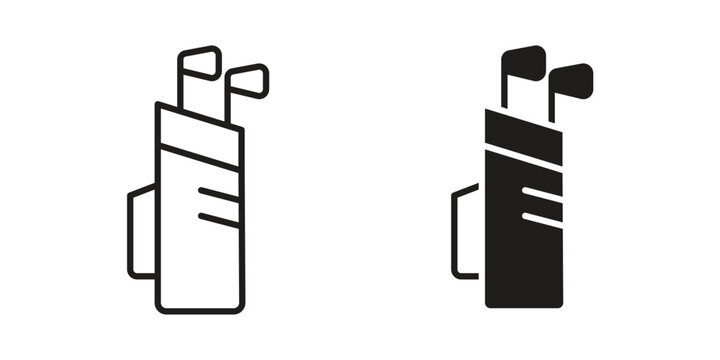 Golf bag icons. silhouette icon vector flat illustration on white background. line art icons