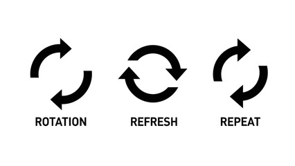 Obraz premium Rotation Refresh Repeat Arrows: Cycle, Loop, Reload, Restart Icons