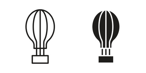 Fototapeta premium Hot air balloon icons. silhouette icon vector flat illustration on white background. line art icons
