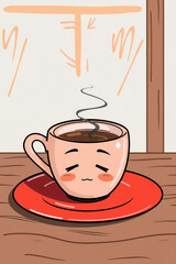 Lazy Monday Coffee Character Flat Design Vector