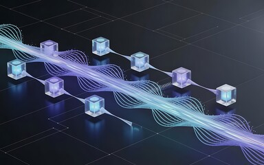 Digital network a futuristic representation of data flow and connected processing units